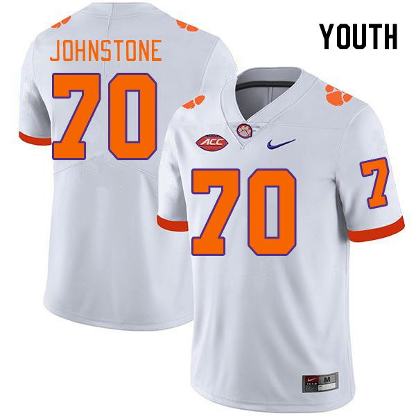 Youth #70 Mason Johnstone Clemson Tigers College Football Jerseys Stitched-White